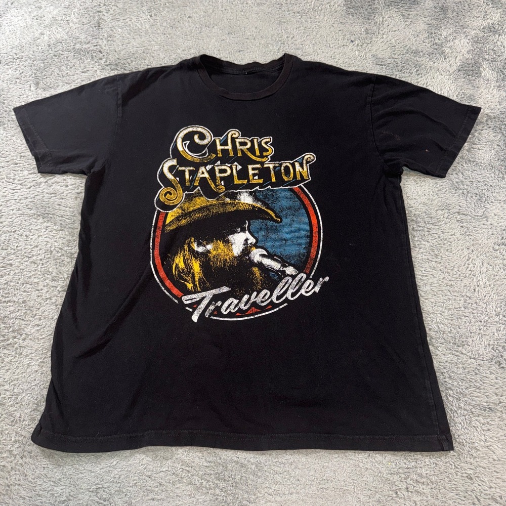 Chris Stapleton Mens Traveller Graphic T Shirt Large Black Country Band Tee L